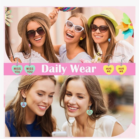 15 Pairs Valentine's Day Heart Candy Charms Earrings - Picture 5 of 5